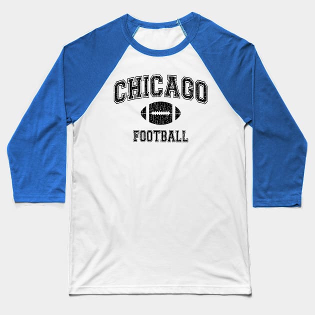 American Football Sport Design  Chicago Football - distressed Baseball T-Shirt by Webdango